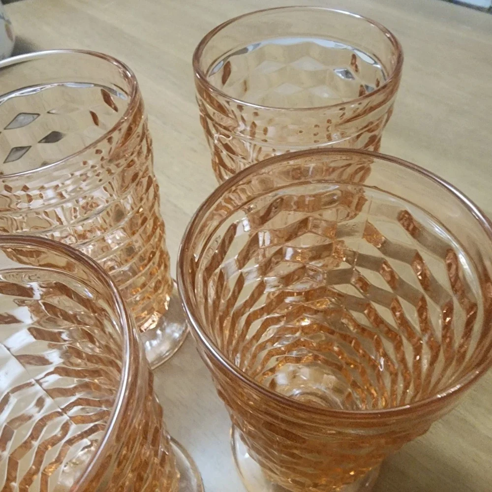 Colony Whitehall Peach Iced Tea Vintage Pink Cubist Tumbler Set Of 4